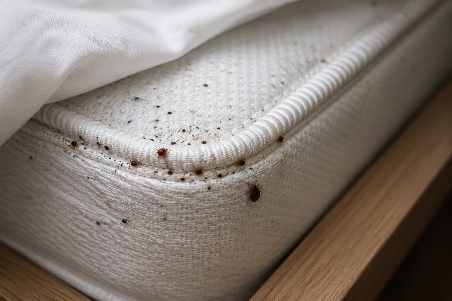 Inspection d'un matelas pour détecter des punaises de lit